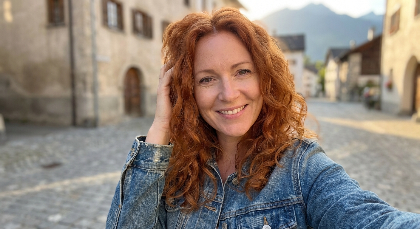 Claudia K. zeigt stolz ihre neue Kupfer-Haarfarbe